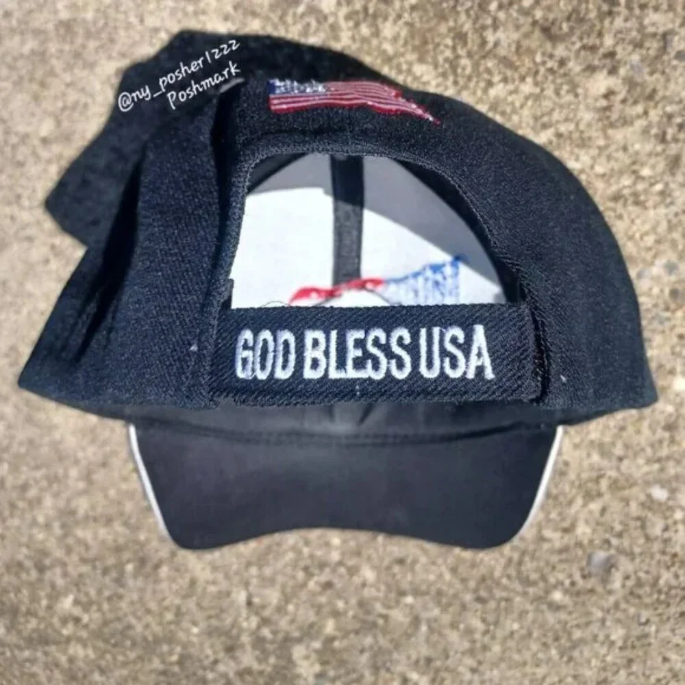 𝗨𝗦𝗔 Eagle Flag 𝖦𝖮𝖣 𝖡𝖫𝖤𝖲𝖲 𝖴𝖲𝖠 🇺🇸 Baseball Cap Black